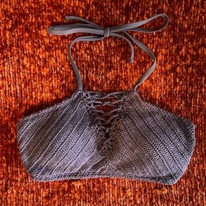 Purple crochet bathing suit top. Style - halter, size - medium.